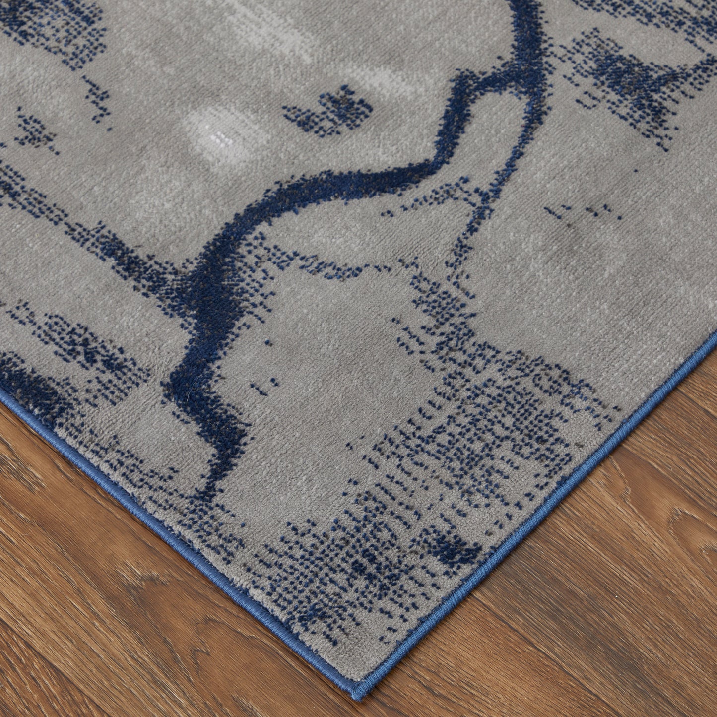 Gaspar Modern/Industrial/Casual Abstract/Watercolor Blue/Gray/Ivory - Feizy Rug