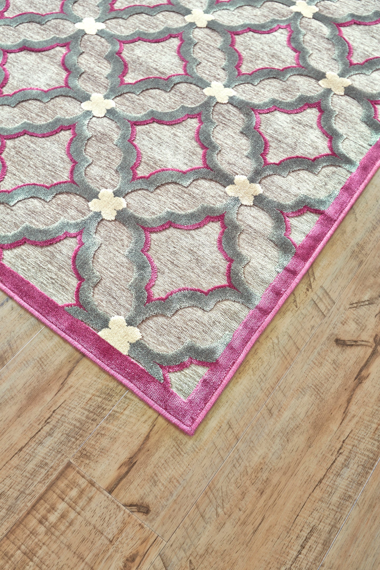 Saphir Rubus Modern/Mid-Century Modern Geometric/Abstract Taupe/Gray/Purple - Feizy Rug