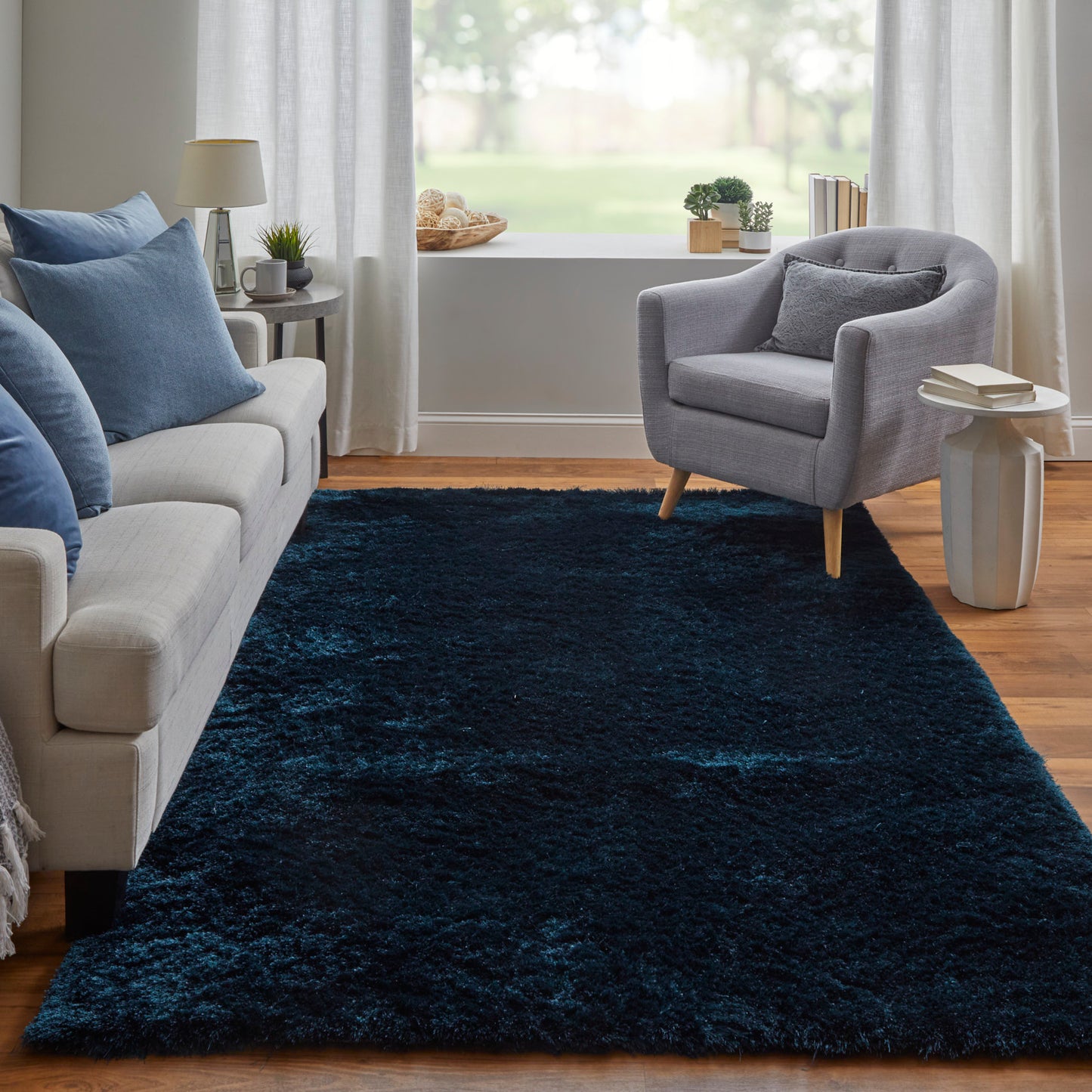 Indochine Modern/Luxury & Glam/Casual Solid Green/Blue - Feizy Rug