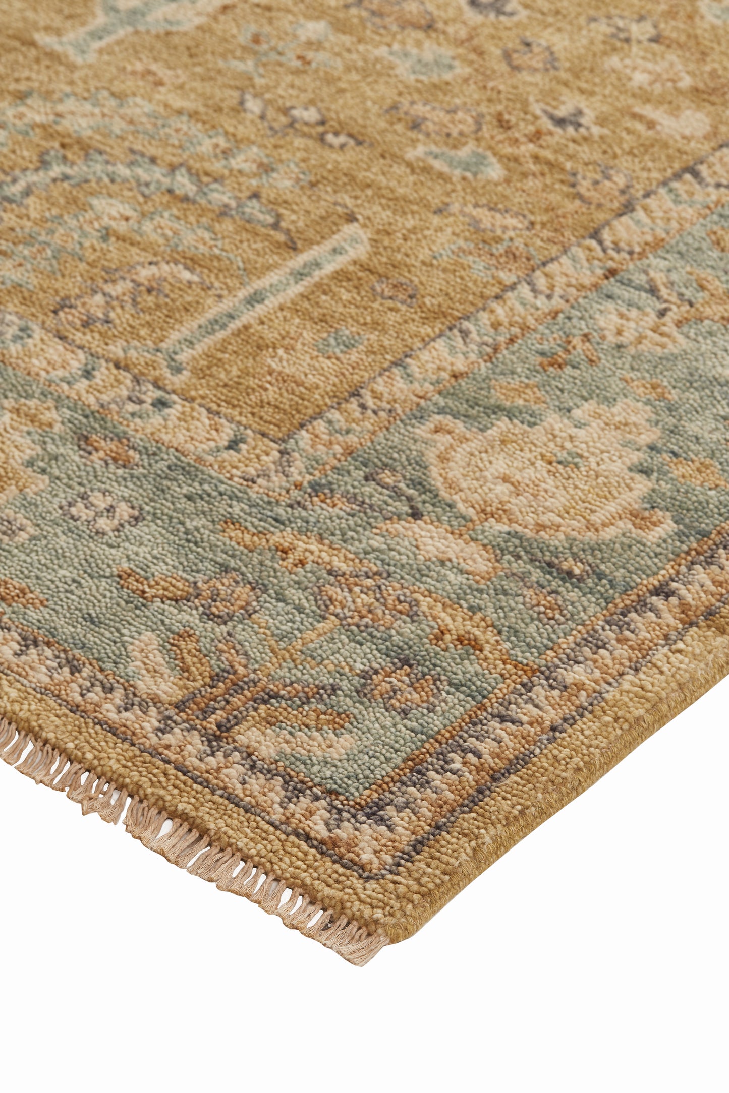 Carrington Traditional/Vintage/Bohemian & Eclectic Gold/Blue/Gray Accent Rug