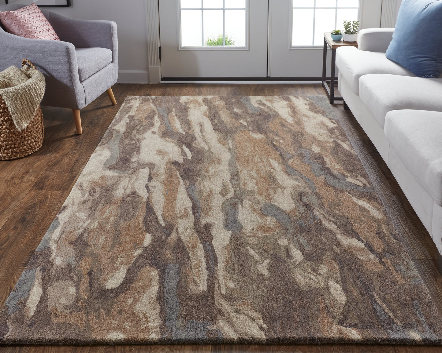 Amira Transitional/Industrial/Casual Abstract/Watercolor Brown/Gray/Tan - Feizy Rug