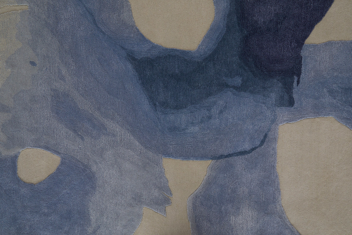 Anya Transitional/Industrial/Casual Abstract/Watercolor Blue/Ivory 8887 - Feizy Rug
