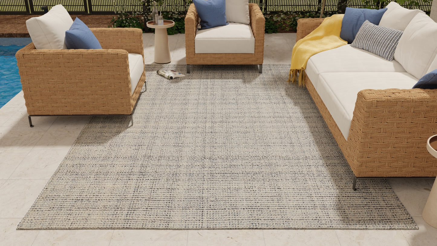 Naples Transitional/Casual/Nautical & Coastal Solid/Stripes Gray/Ivory/Blue - Feizy Rug