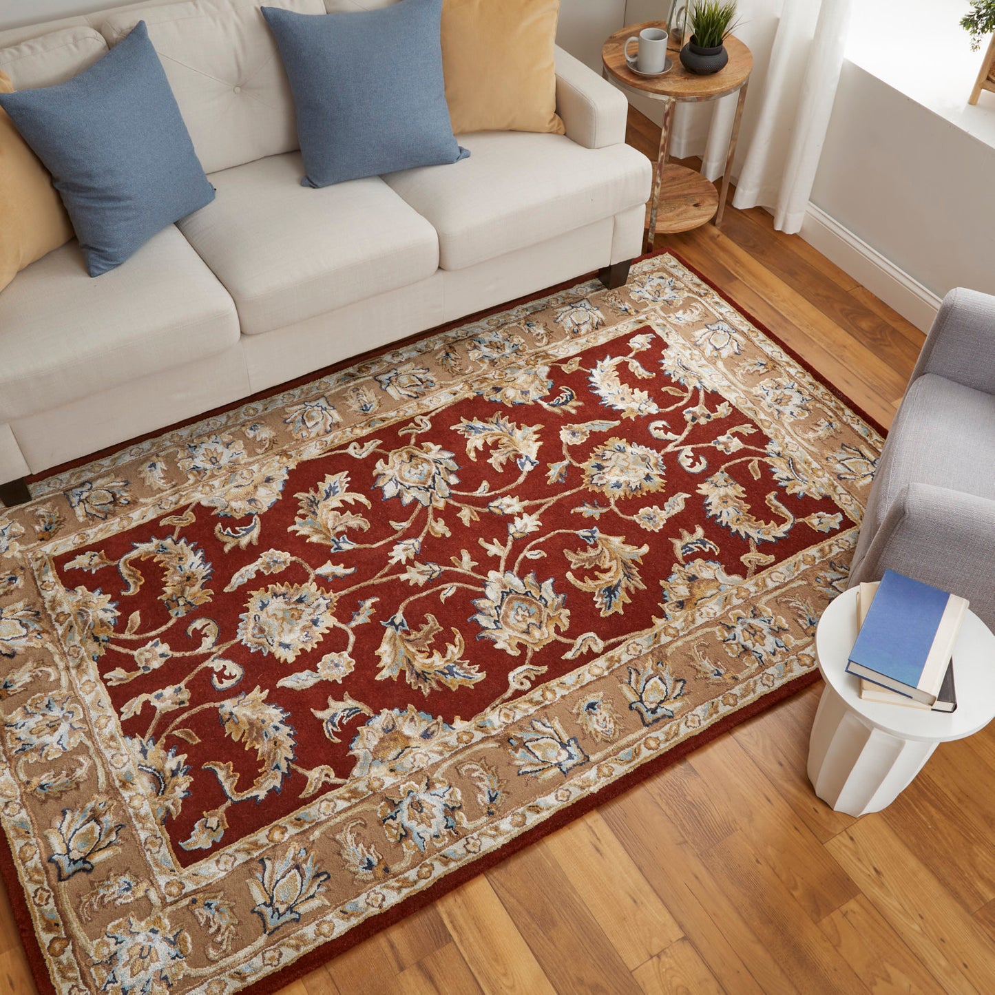 Prescott Traditional/Classic/Bohemian & Eclectic Oriental/Bordered Red/Tan/Ivory - Feizy Rug