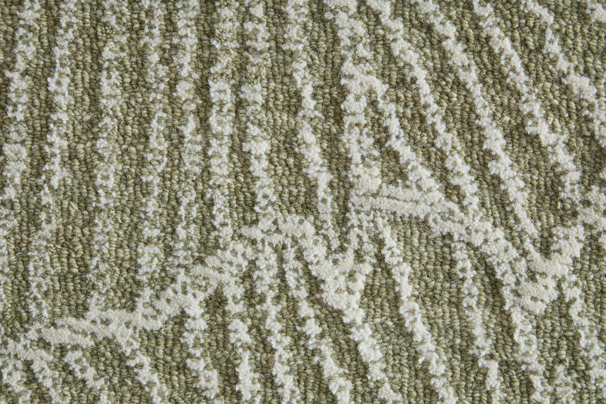 Winston Modern/Nautical & Coastal Floral & Botanical/Bordered/Abstract Green/Ivory - Feizy Rug