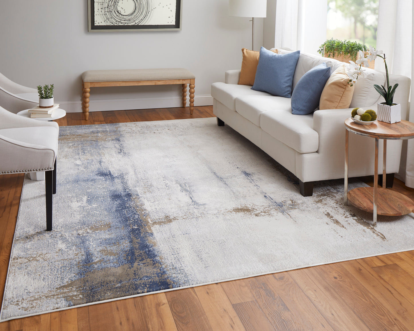 Clio Modern/Bohemian & Eclectic/Casual Ivory/Blue/Brown Runner  Feizy Rugs Small Parcel,Feizy Rugs,Clio,Ivory/Blue/Brown,2'9" x 7'10",Runner,Polypropylene,Modern/Bohemian & Eclectic/Casual,Turkey