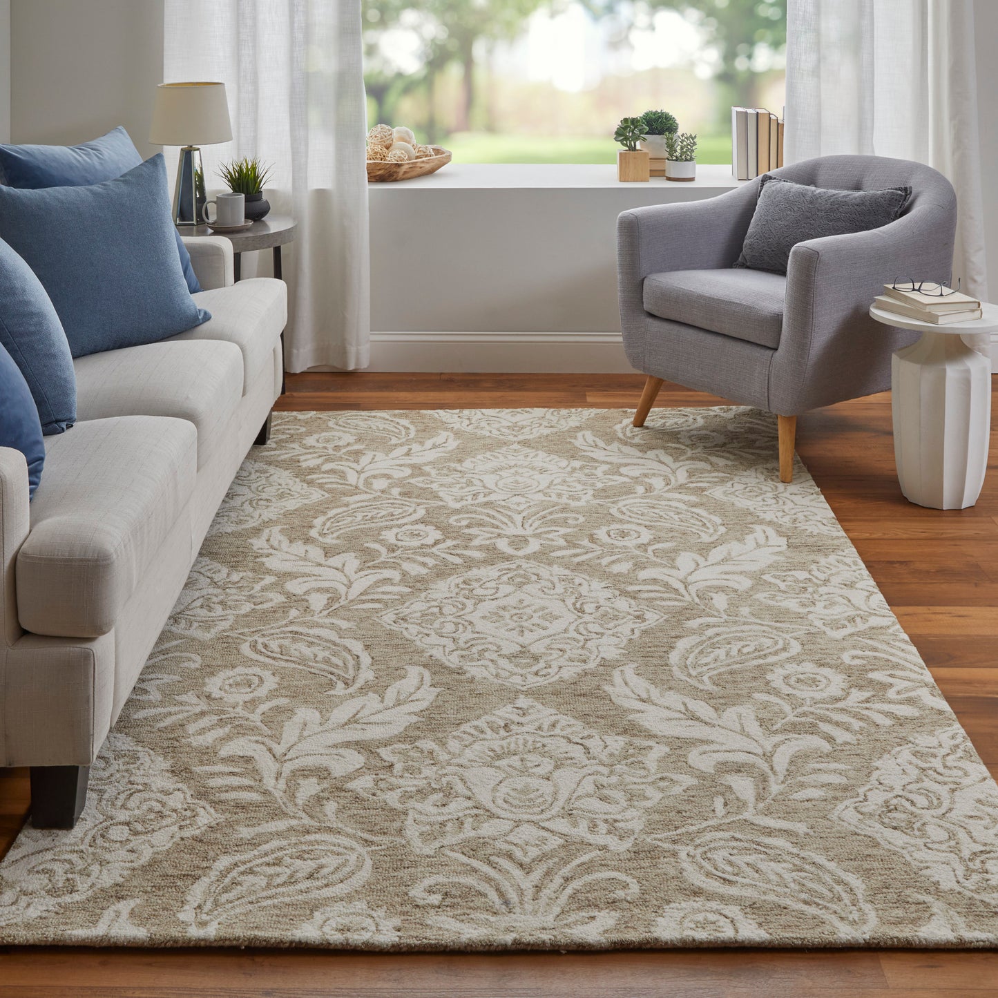Belfort Transitional/Classic/Bohemian & Eclectic Tan/Ivory Accent Rug  Feizy Rugs Small Parcel,Feizy Rugs,Belfort,Tan/Ivory,2' x 3',Accent Rug,Wool,Transitional/Classic/Bohemian & Eclectic,India
