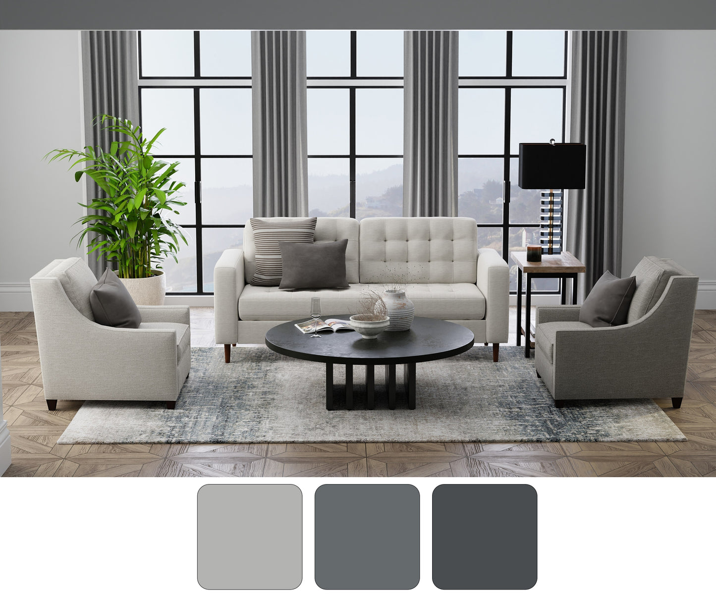 Richmond Modern/Industrial Abstract/Distressed Ivory/Blue/Green - Feizy Rug