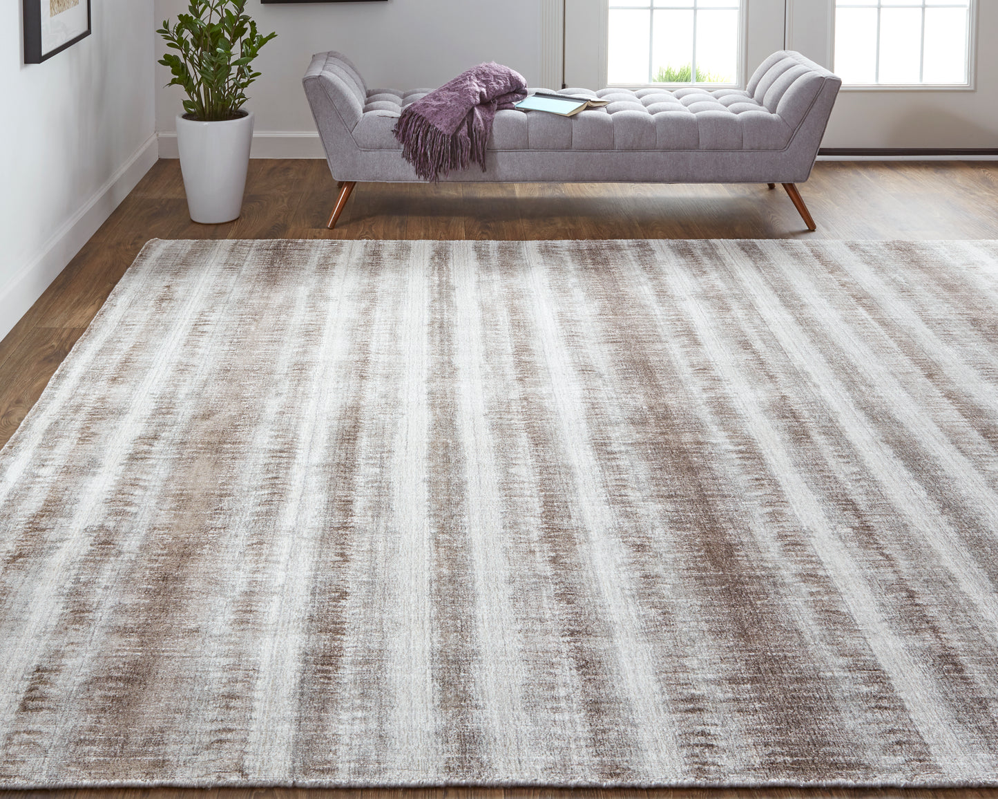 Mackay Transitional/Casual Tan/Ivory/Brown Accent Rug