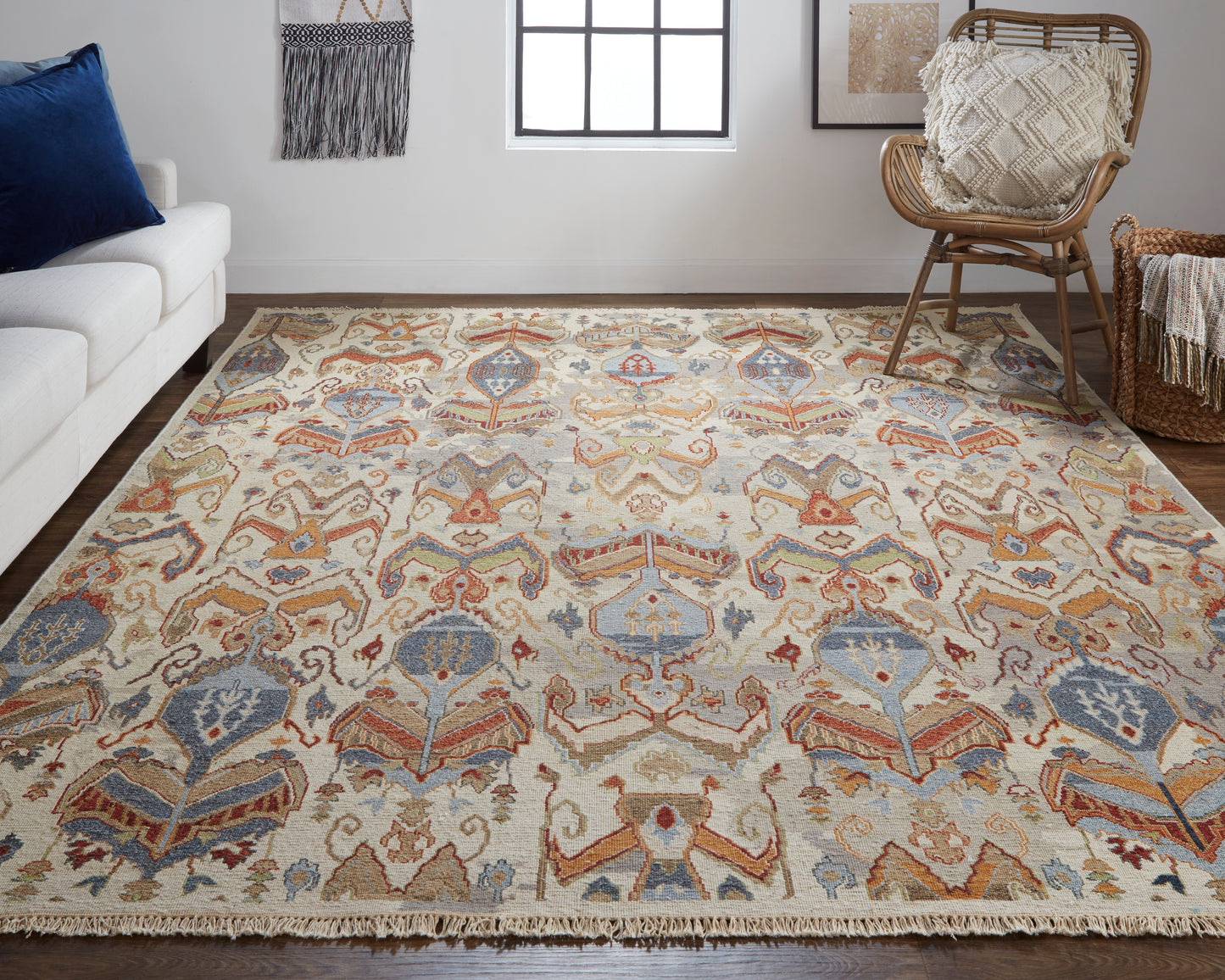 Leylan Transitional/Bohemian & Eclectic/Craftsman Tan/Ivory/Orange Accent Rug