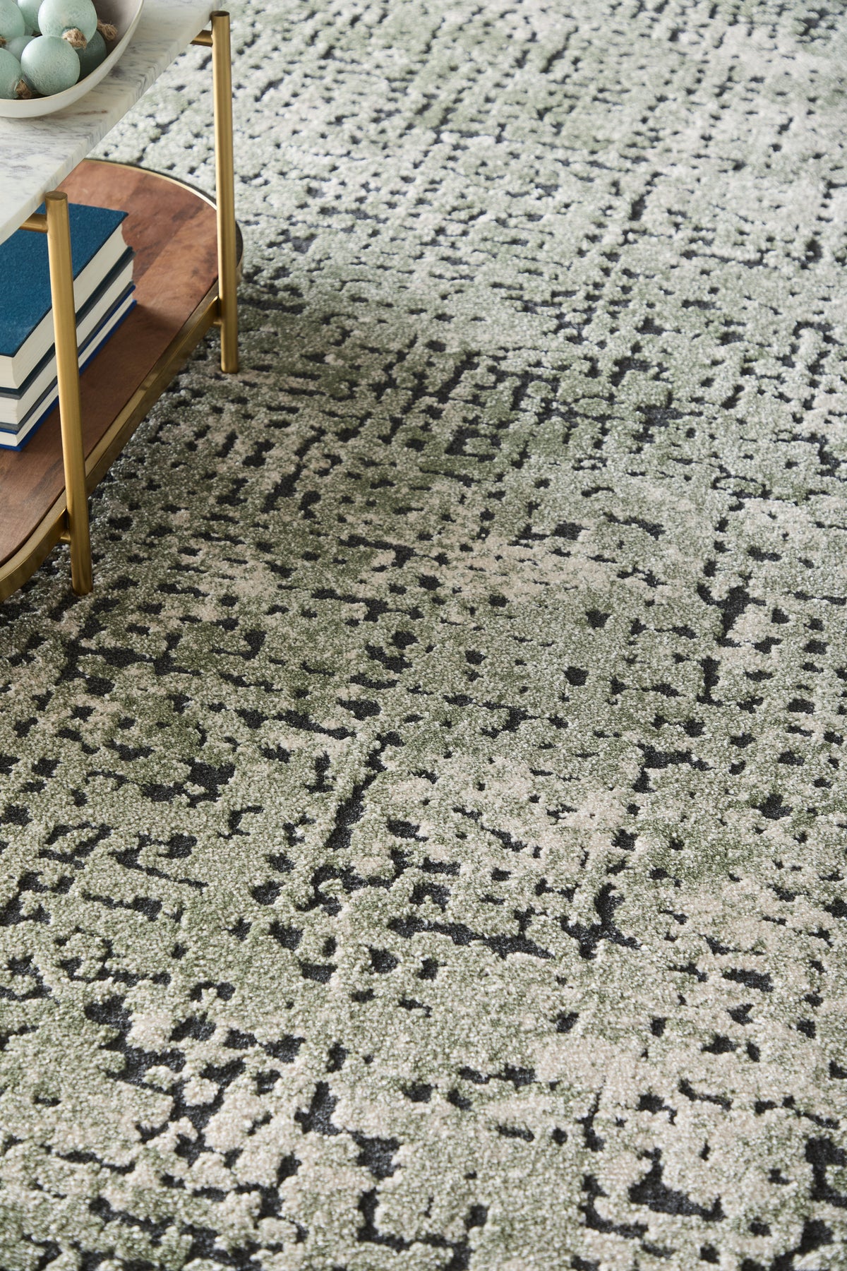Gilmore Modern Abstract/Checkered Green/Ivory/Black - Feizy Rug