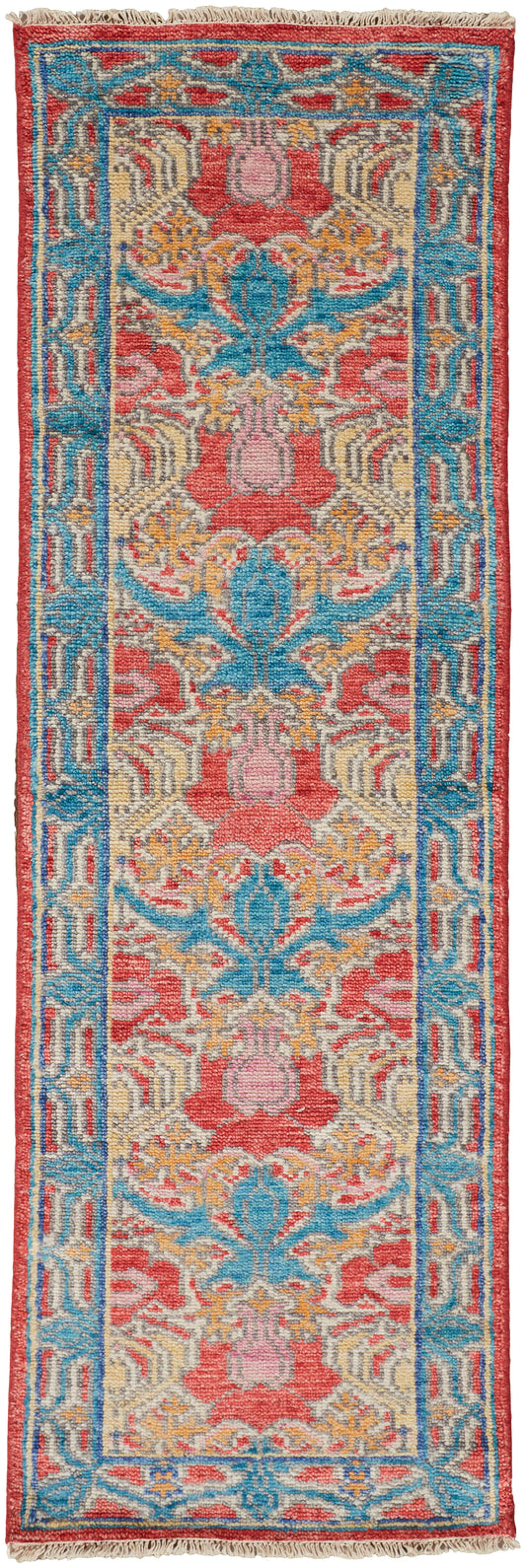 Beall Traditional/Rustic Blue/Red/Yellow Runner  Feizy Rugs Small Parcel,Feizy Rugs,Beall,Blue/Red/Yellow,2'6" x 8',Runner,Wool,Traditional/Rustic,India