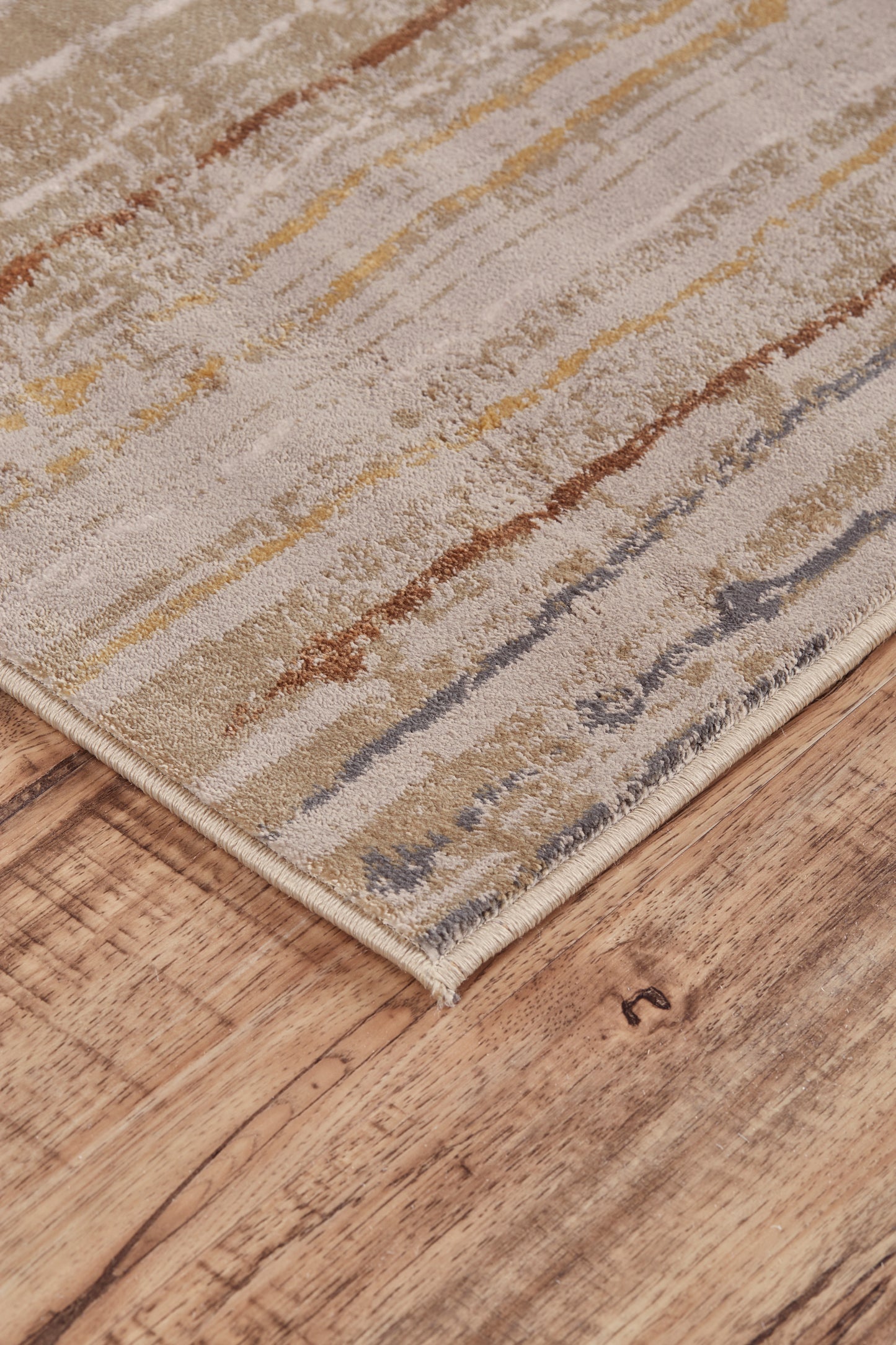 Cannes Transitional/Scandinavian Stripes Tan/Gray/Brown - Feizy Rug