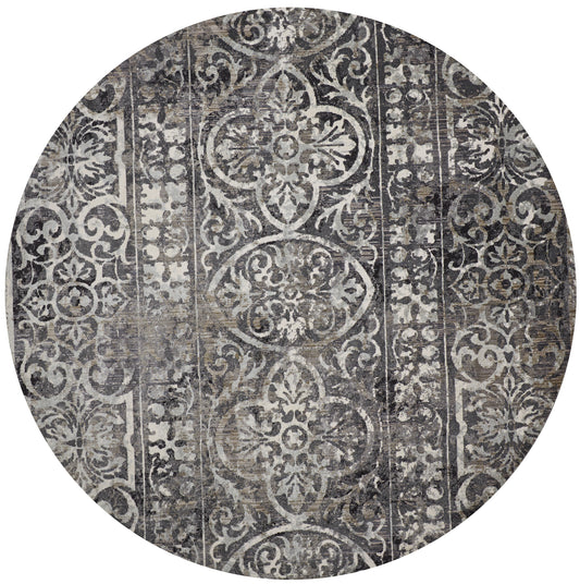 Kano Transitional/Casual Gray/Ivory/Taupe Round Rug  Feizy Rugs LTL,Feizy Rugs,Kano,Gray/Ivory/Taupe,8'9" x 8'9" Round,Round Rug,Polypropylene/Polyester,Transitional/Casual,Turkey