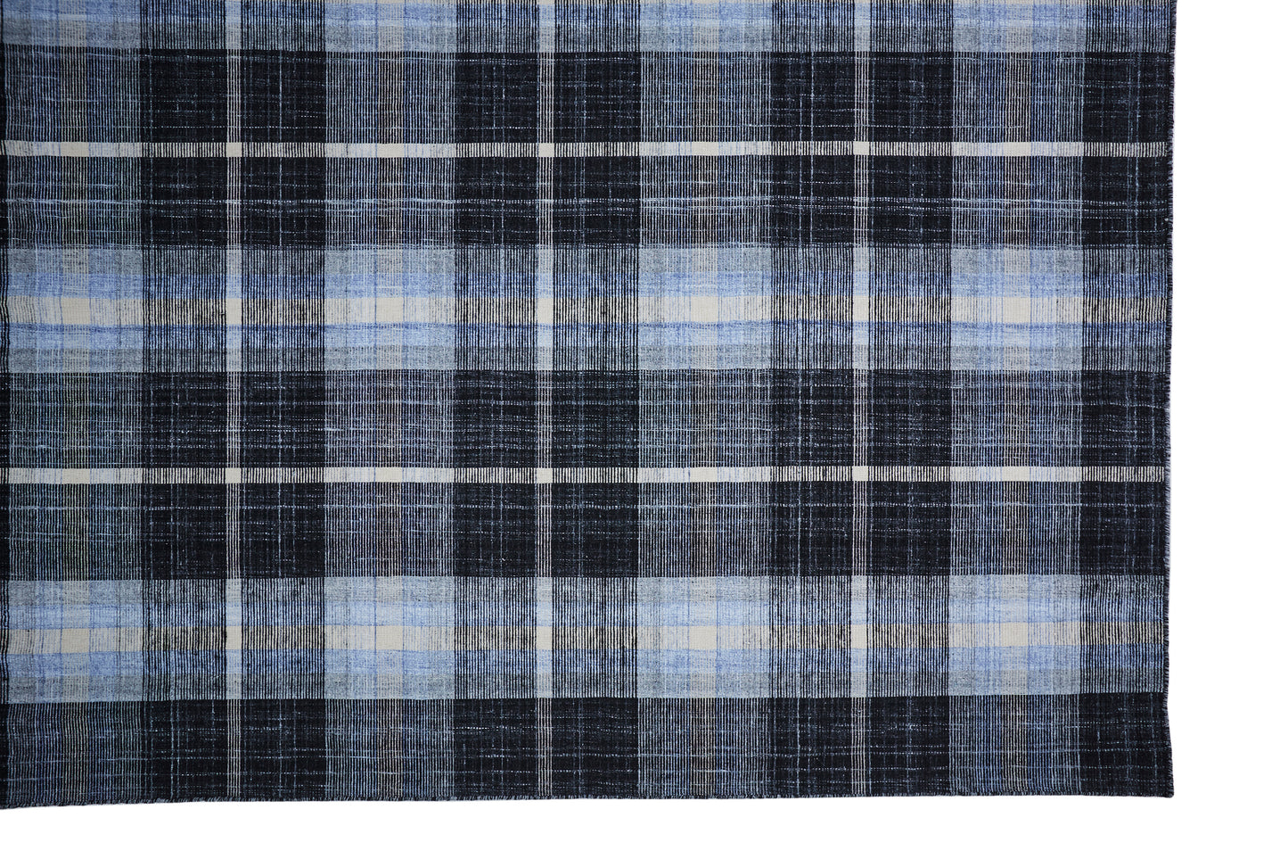 Crosby Transitional/Rustic Plaid Black/Blue/White - Feizy Rug