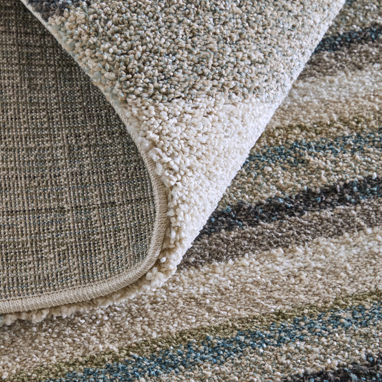 Richmond Modern/Bohemian & Eclectic/Global Abstract/Geometric/Stripes Ivory/Gray/Blue - Feizy Rug
