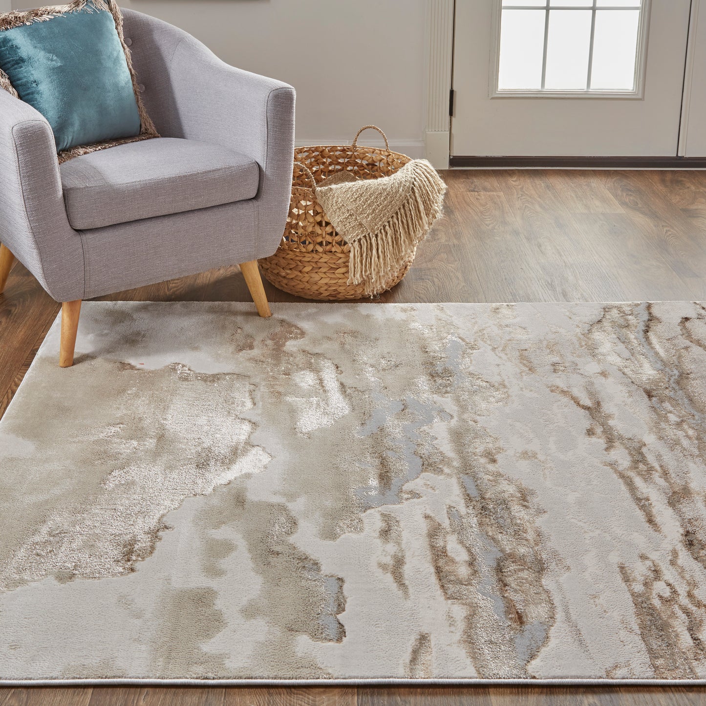 Aura Modern/Casual/Global Ivory/Tan/Gray Runner  Feizy Rugs Small Parcel,Feizy Rugs,Aura,Ivory/Tan/Gray,2'10" x 7'10",Runner,Polyester/Polypropylene,Modern/Casual/Global,Turkey