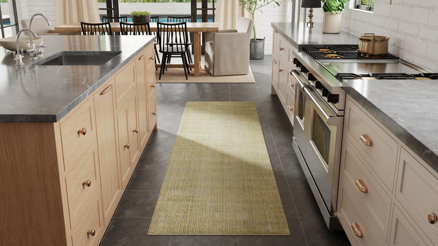 Deja Modern/Casual Solid Green/Tan - Feizy Rug