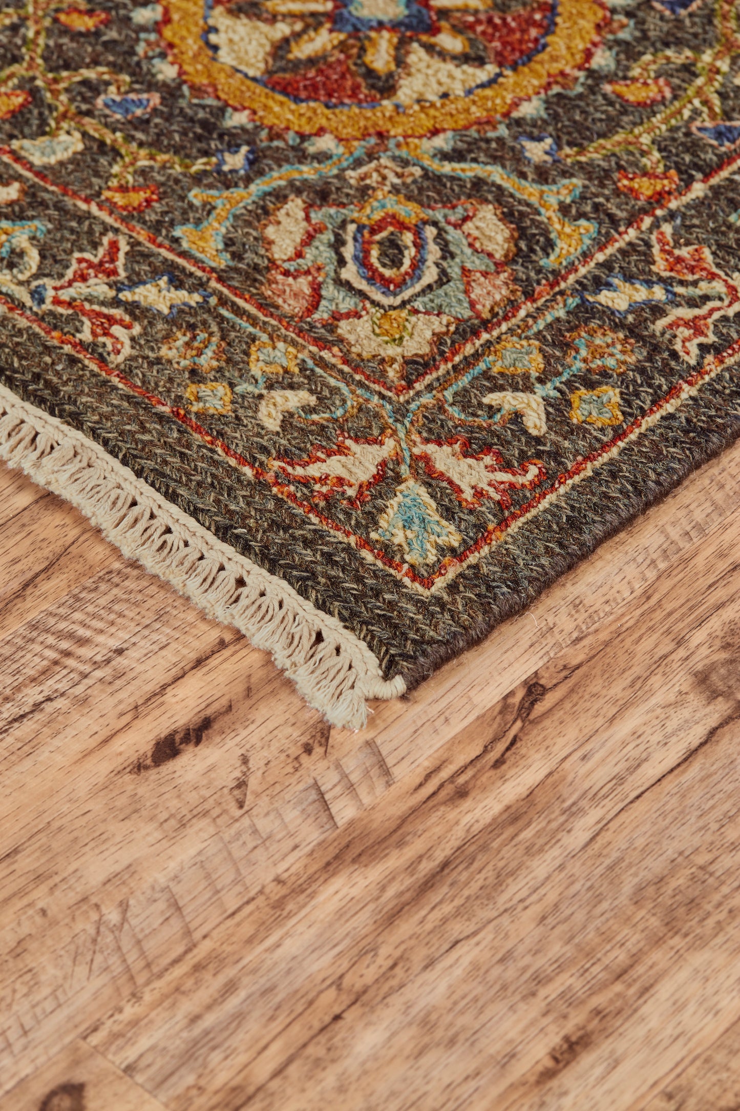 Amherst Traditional/Classic/Vintage Geometric/Medallion Gray/Gold/Blue - Feizy Rug