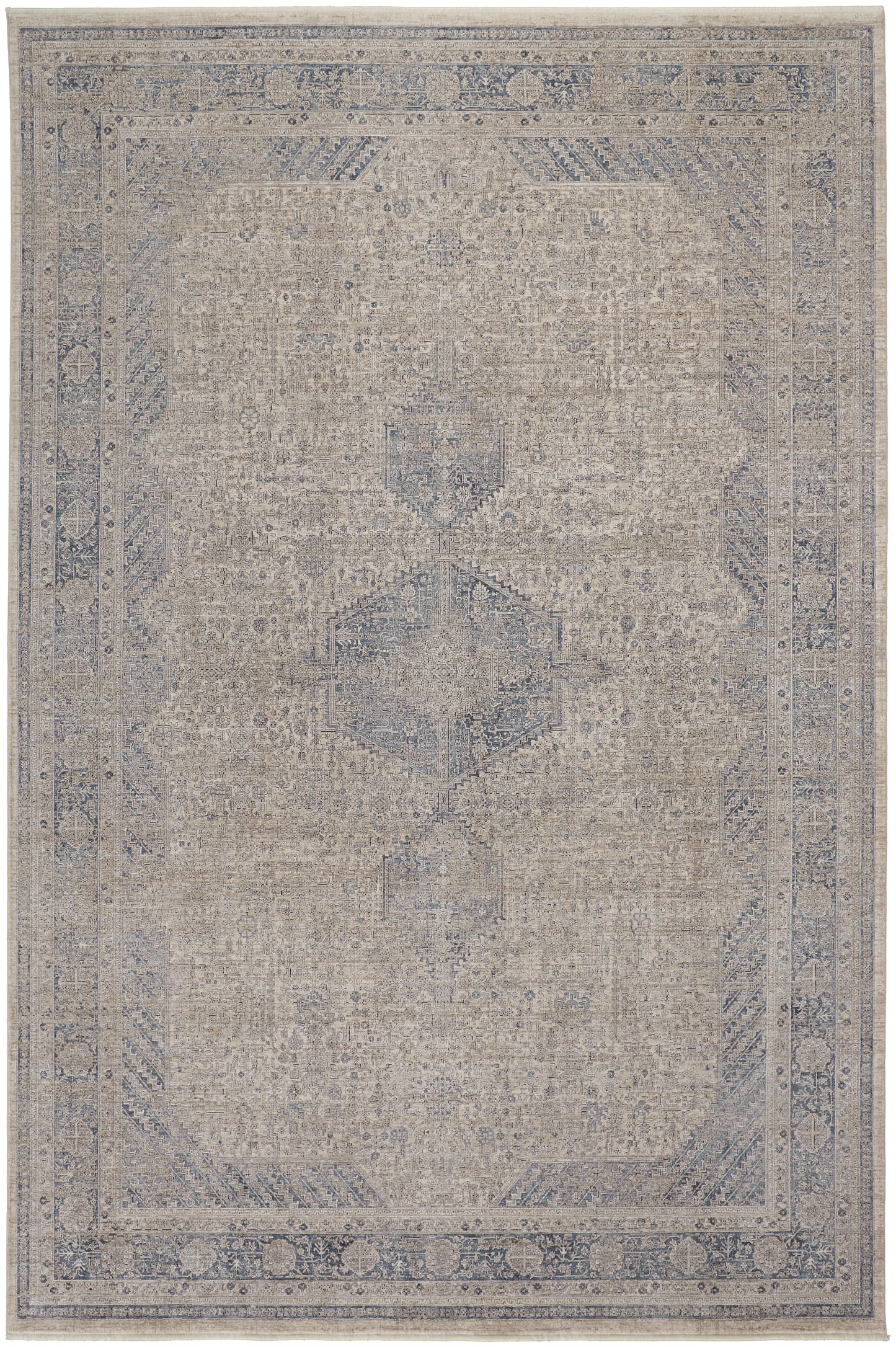 Marquette Transitional/Bohemian & Eclectic/Vintage Taupe/Gray/Blue Area Rug