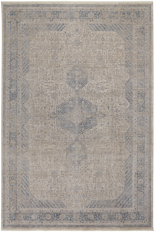 Marquette Transitional/Bohemian & Eclectic/Vintage Taupe/Gray/Blue Area Rug