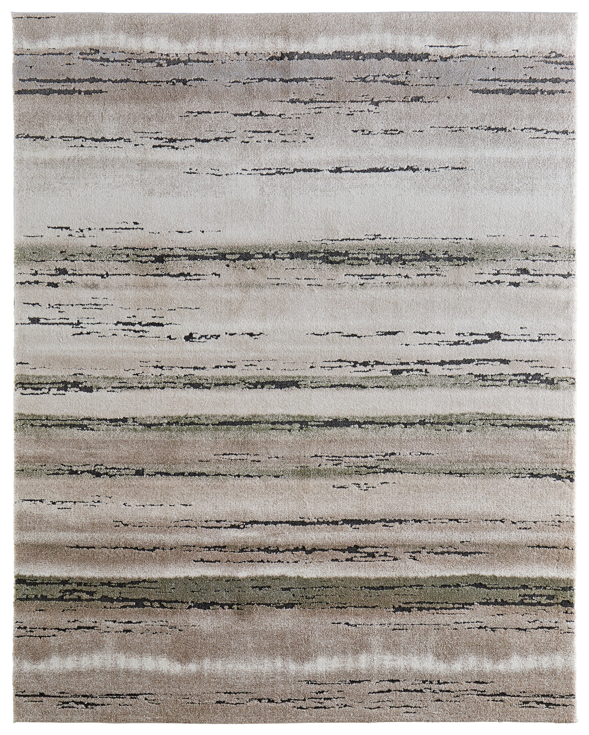 Gilmore Modern Stripes/Watercolor/Abstract Ivory/Gray/Green - Feizy Rug