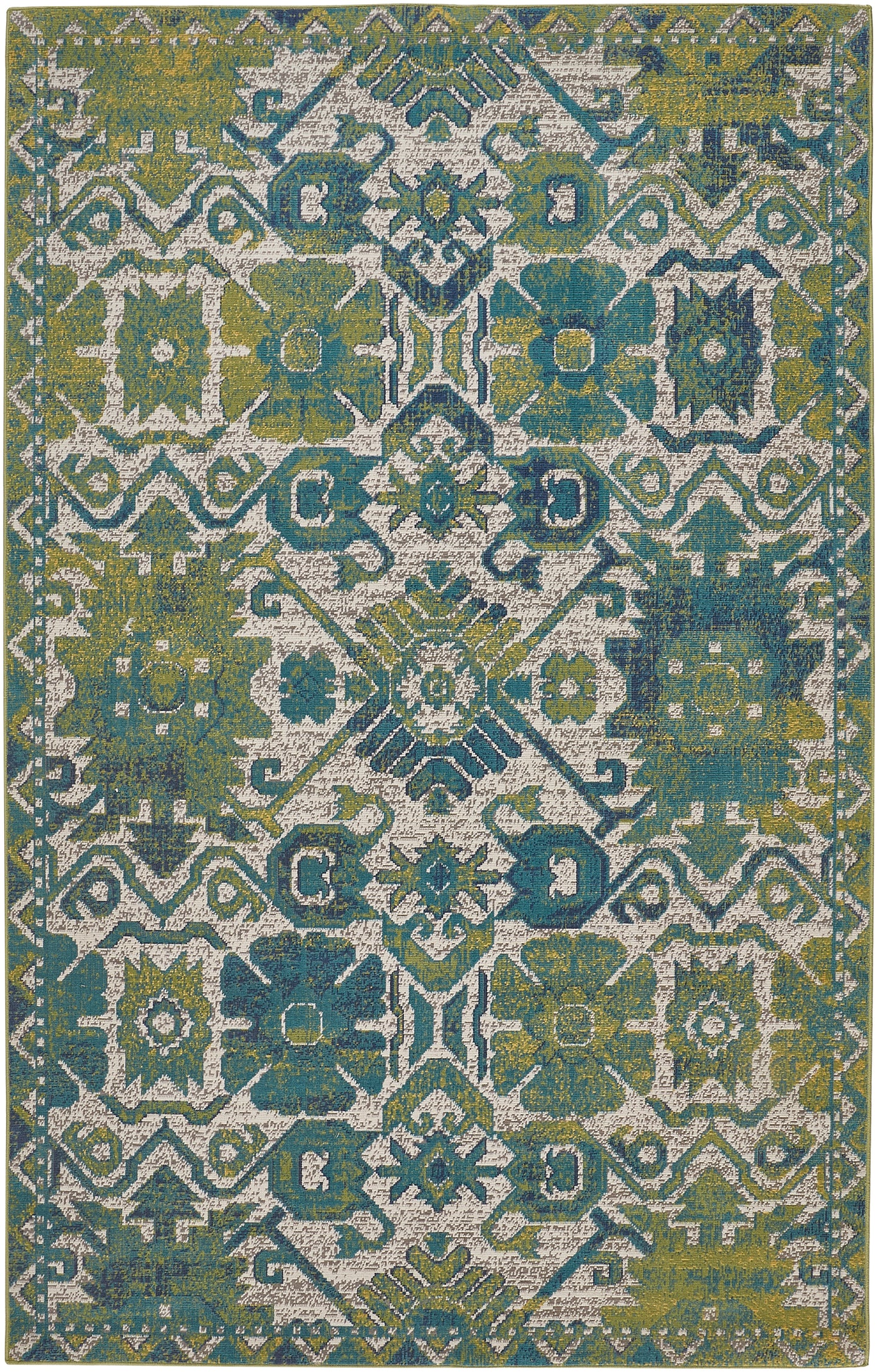 Foster Transitional/Vintage/Global Oriental/Geometric/Floral & Botanical Green/Blue - Feizy Rug