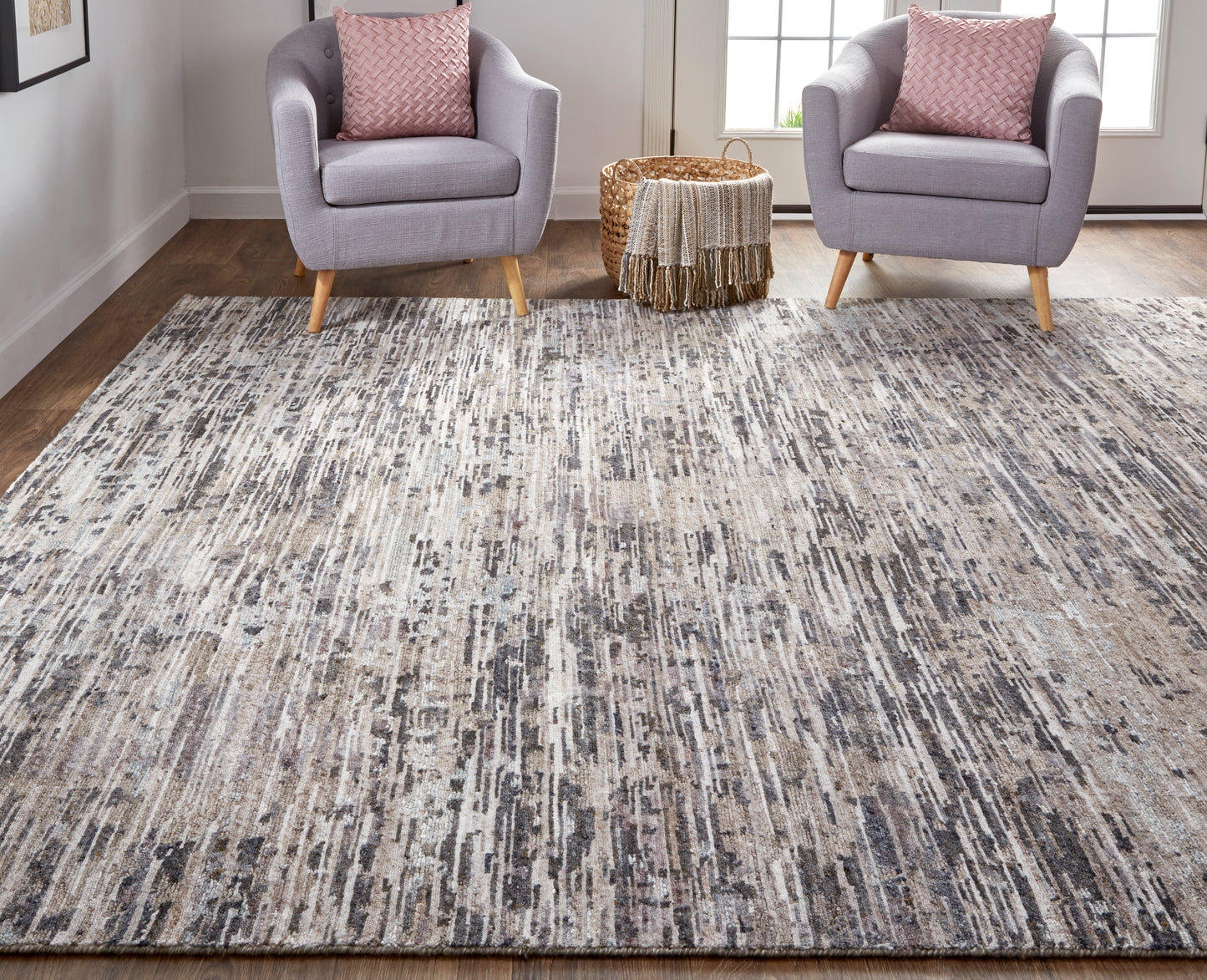 Conroe Modern/Casual/Industrial Gray/Blue/Silver Area Rug