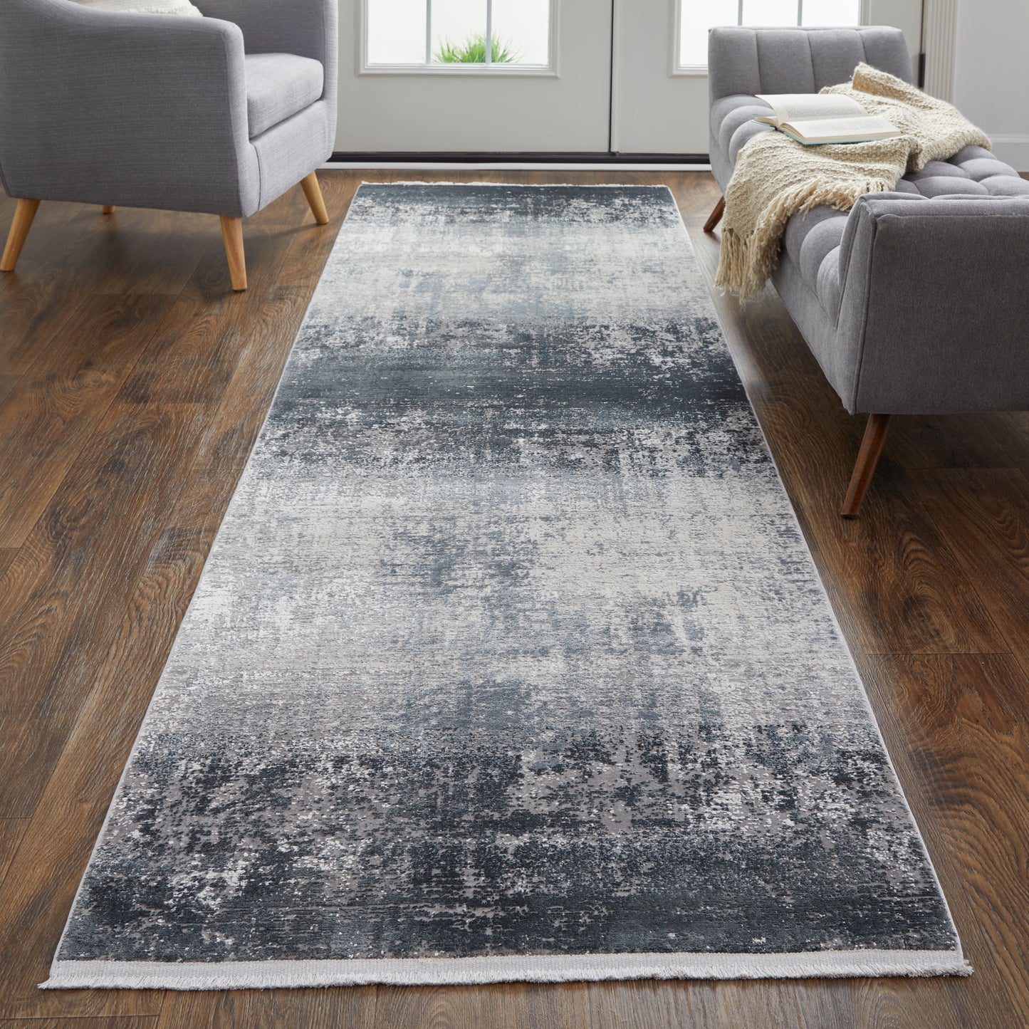 Cadiz Modern/Casual Gray/Black/Silver Runner  Feizy Rugs Small Parcel,Feizy Rugs,Cadiz,Gray/Black/Silver,3'1" x 10',Runner,Viscose/Acrylic,Modern/Casual,Turkey