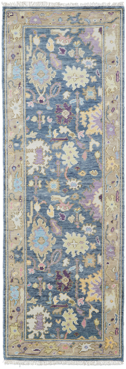 Karina Traditional/Bohemian & Eclectic/Craftsman Gold/Blue/Purple Runner  Feizy Rugs Small Parcel,Feizy Rugs,Karina,Gold/Blue/Purple,2'6" x 8',Runner,Wool,Traditional/Bohemian & Eclectic/Craftsman,India