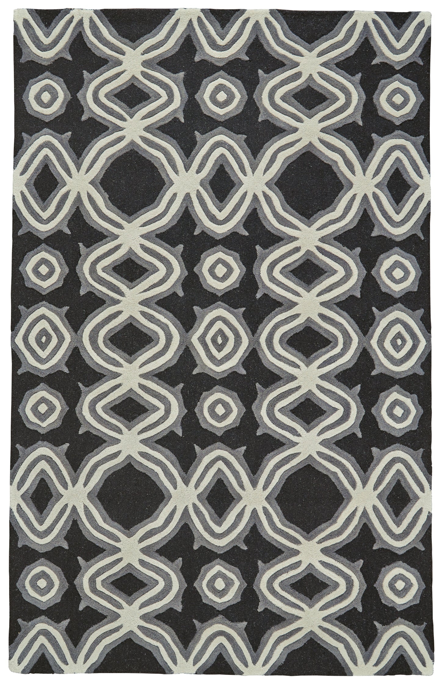 Ella Transitional/Industrial/Mid-Century Modern Abstract/Geometric Black/Ivory/Gray - Feizy Rug