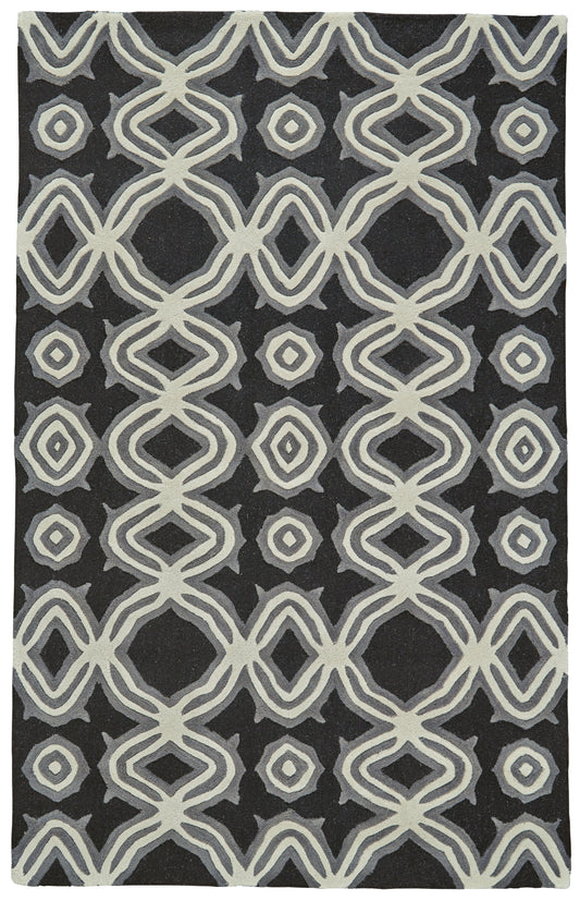 Ella Transitional/Industrial/Mid-Century Modern Abstract/Geometric Black/Ivory/Gray - Feizy Rug