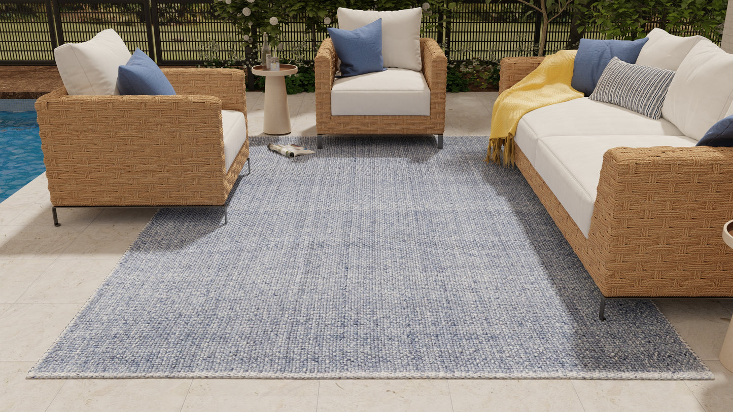 Naples Transitional/Casual/Nautical & Coastal Solid/Stripes Blue - Feizy Rug