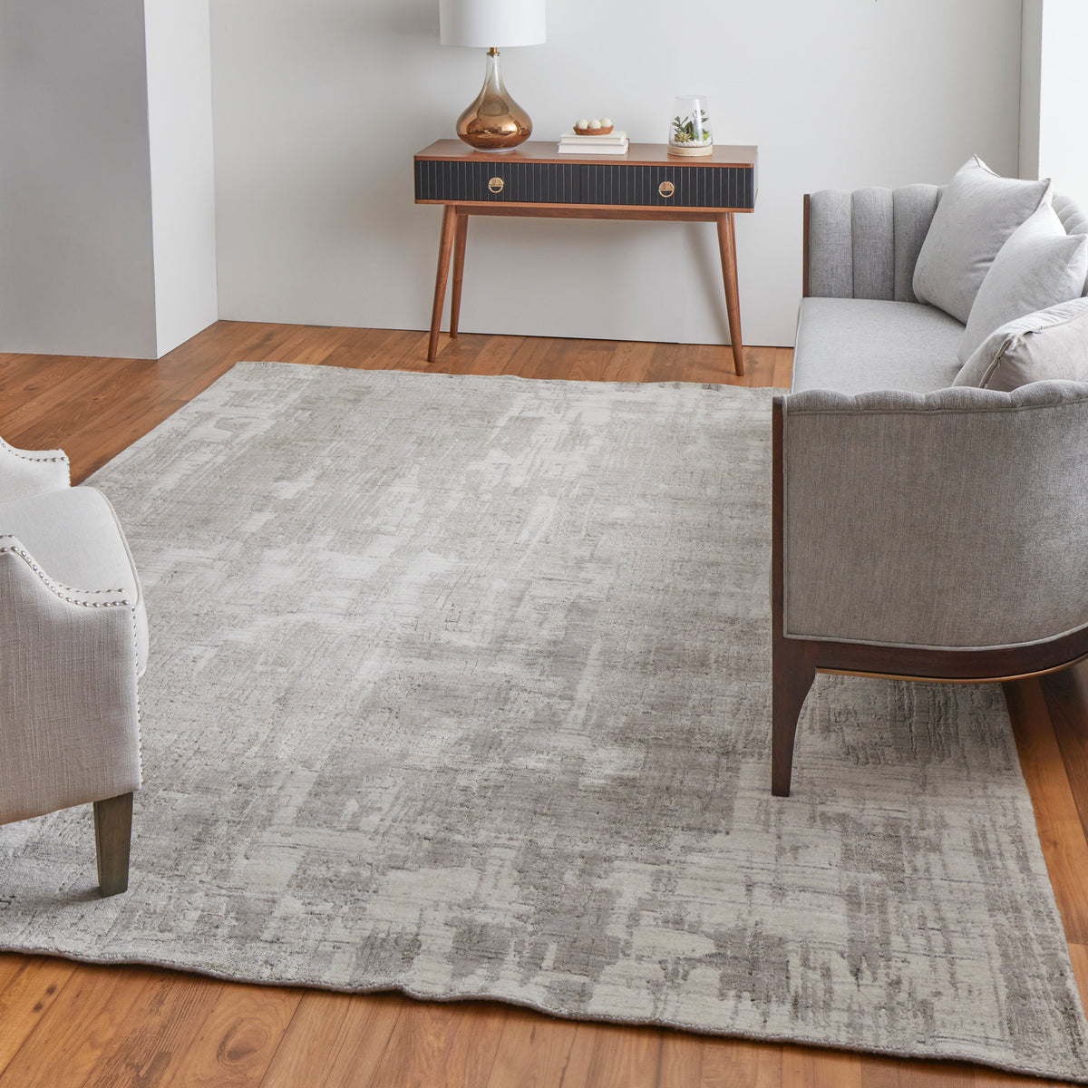 Eastfield Modern/Casual Abstract/Distressed Gray/Ivory 69AK - Feizy Rug