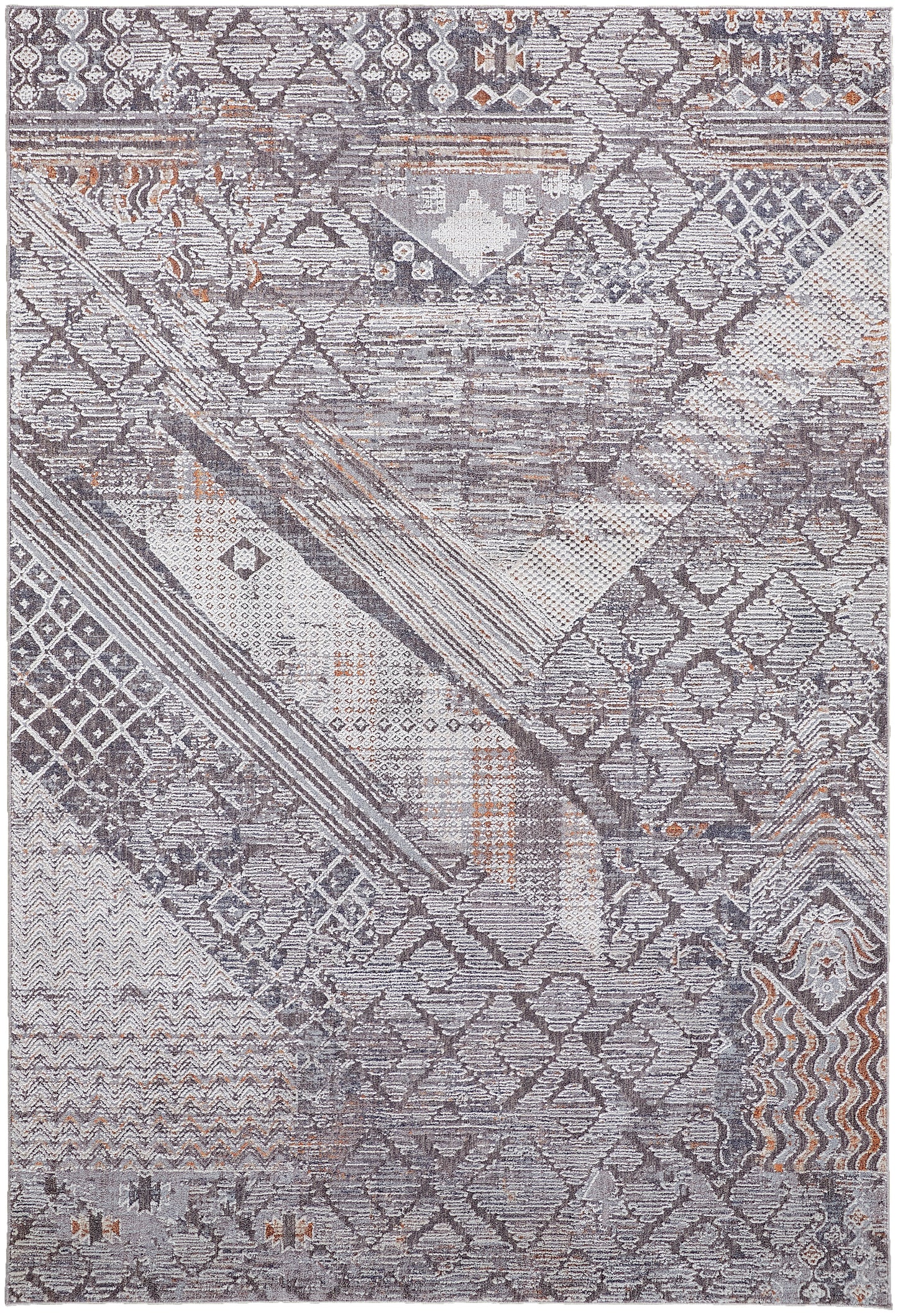 Francisco Transitional/Industrial/Southwestern Abstract/Geometric/Distressed Ivory/Gray - Feizy Rug