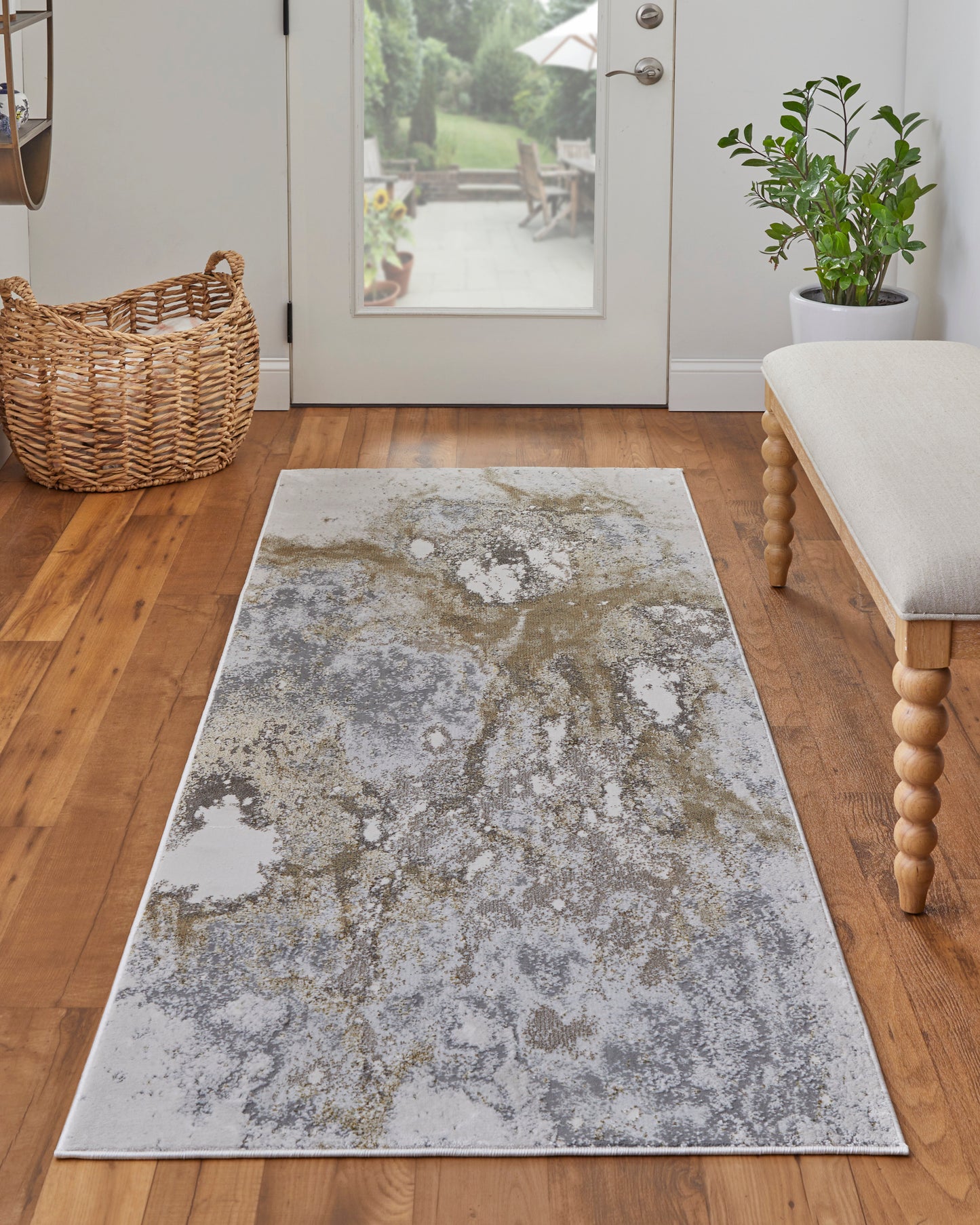 Astra Transitional/Industrial/Casual Abstract/Watercolor Gray/Gold/Ivory - Feizy Rug