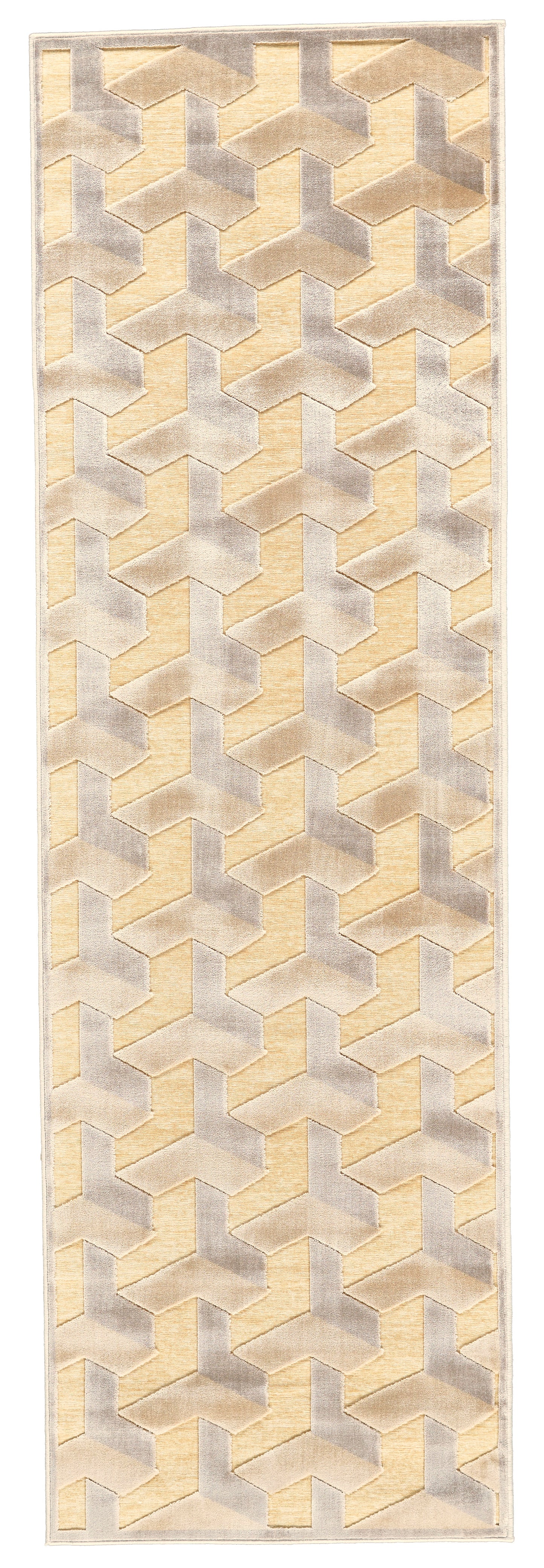 Saphir Zam Modern/Global/Mid-Century Modern Geometric Tan/Gray - Feizy Rug