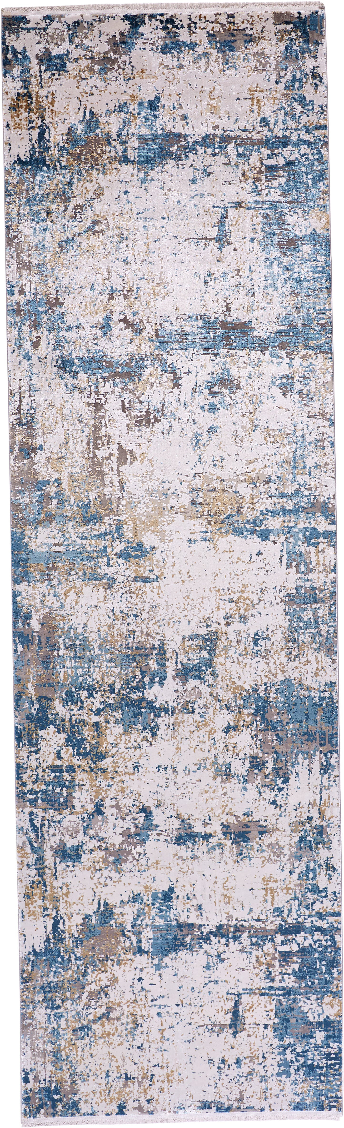 Cadiz Modern/Industrial/Luxury & Glam Ivory/Tan/Blue Runner  Feizy Rugs Small Parcel,Feizy Rugs,Cadiz,Ivory/Tan/Blue,3'1" x 10',Runner,Viscose/Acrylic,Modern/Industrial/Luxury & Glam,Turkey