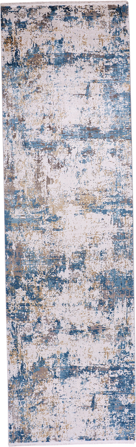 Cadiz Modern/Industrial/Luxury & Glam Ivory/Tan/Blue Runner  Feizy Rugs Small Parcel,Feizy Rugs,Cadiz,Ivory/Tan/Blue,3'1" x 10',Runner,Viscose/Acrylic,Modern/Industrial/Luxury & Glam,Turkey