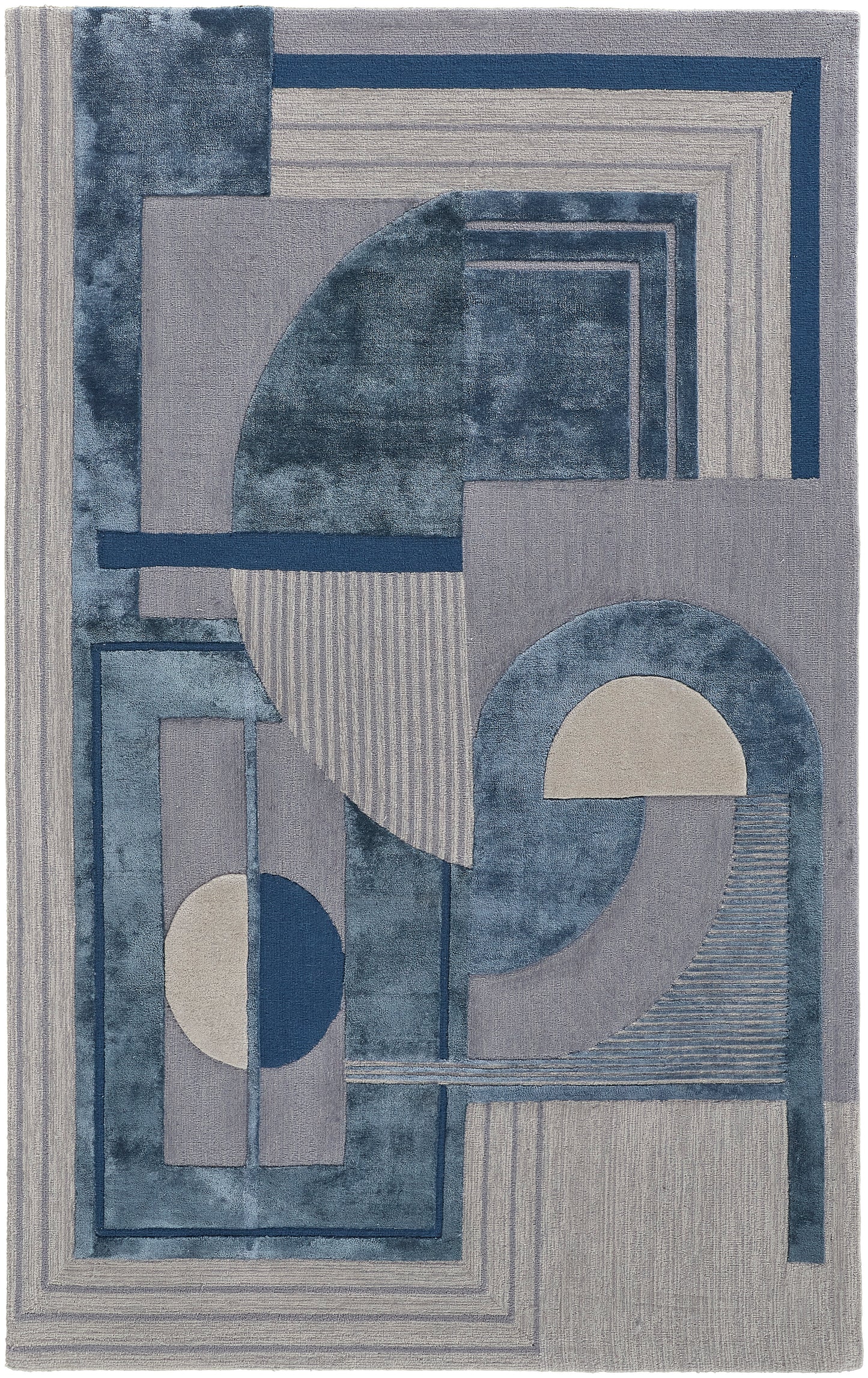 Nash Modern/Mid-Century Modern/Industrial Geometric/Color Block/Abstract Blue/Ivory/Gray - Feizy Rug
