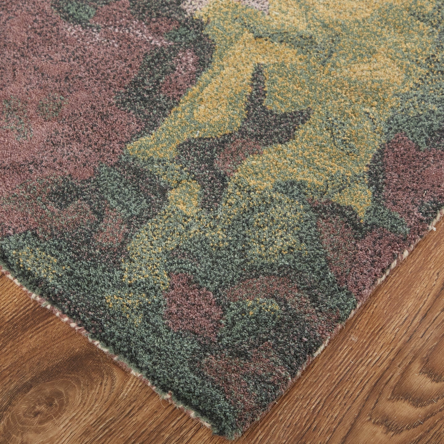 Amira Transitional/Industrial/Casual Abstract/Watercolor Gold/Purple/Green - Feizy Rug