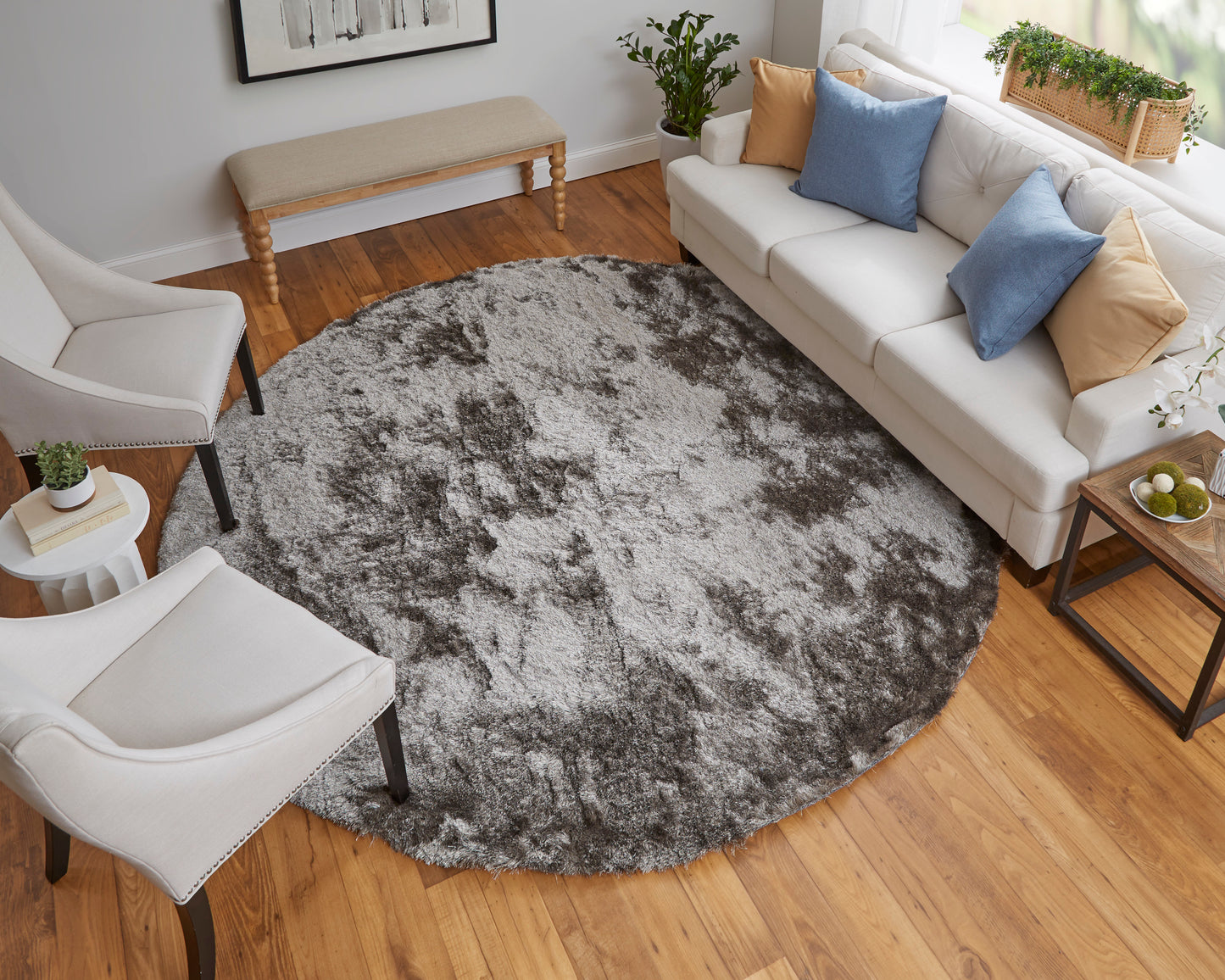Indochine Modern/Luxury & Glam/Casual Solid Gray/Black - Feizy Rug