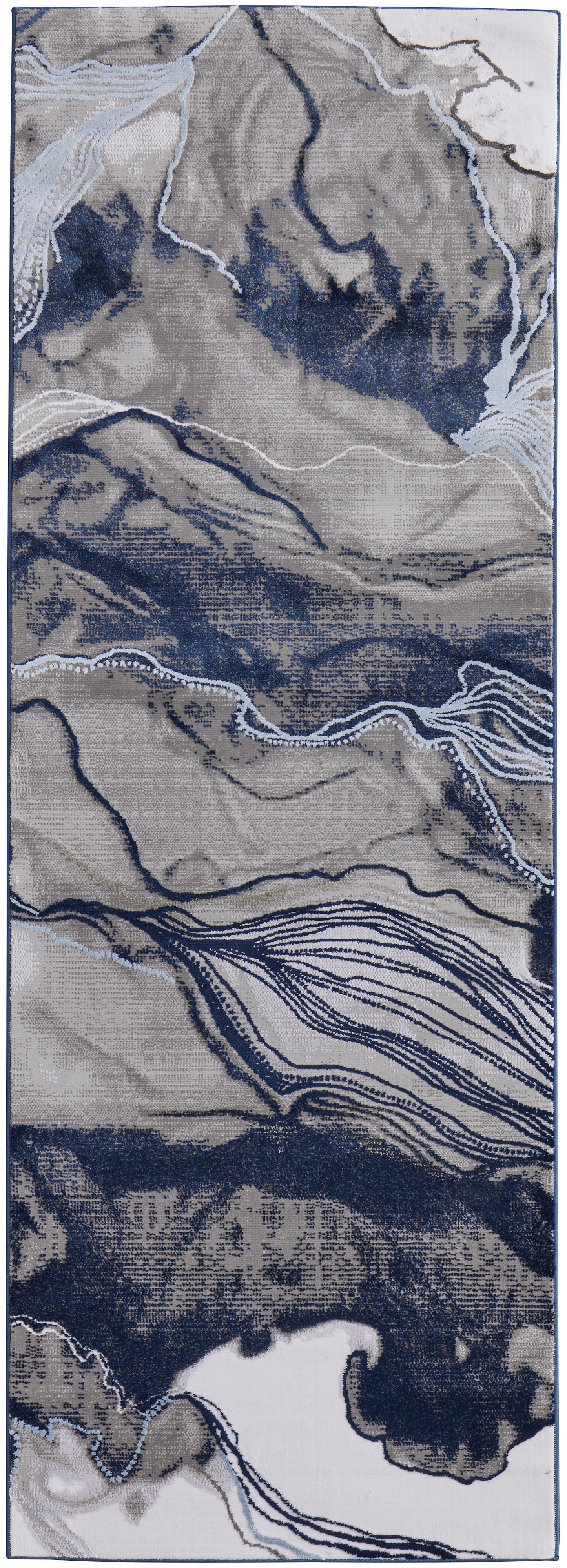Gaspar Modern/Industrial/Casual Abstract/Watercolor Blue/Gray/Ivory - Feizy Rug