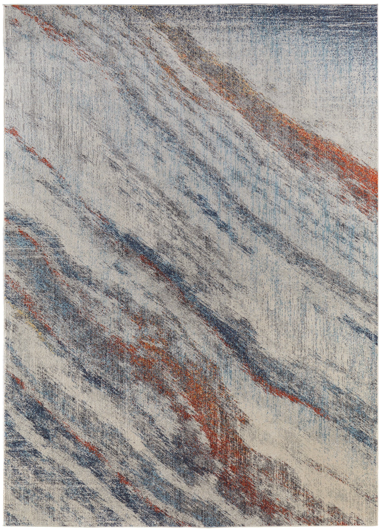 Edgemont Modern/Casual Abstract Ivory/Orange/Blue - Feizy Rug