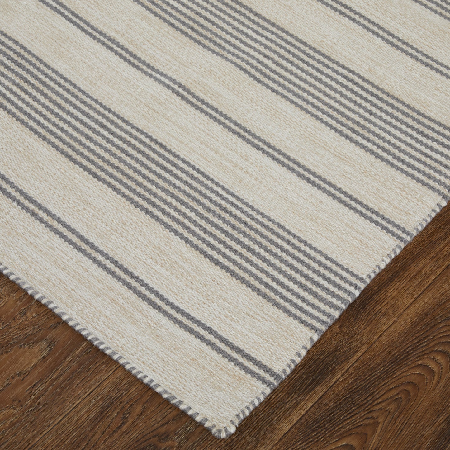 Duprine Transitional/Casual/Nautical & Coastal Stripes/Geometric Gray/Ivory - Feizy Rug