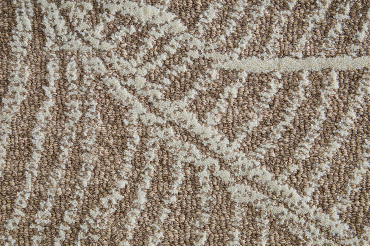 Winston Modern/Nautical & Coastal Floral & Botanical/Bordered/Abstract Taupe/Ivory - Feizy Rug