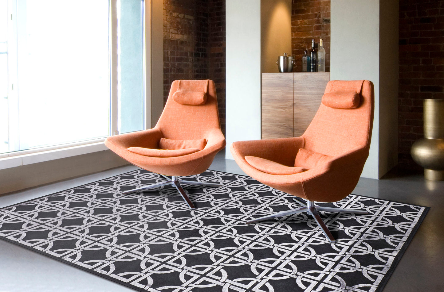 Dim Sum Modern/Global Abstract/Geometric Black/Silver - Feizy Rug