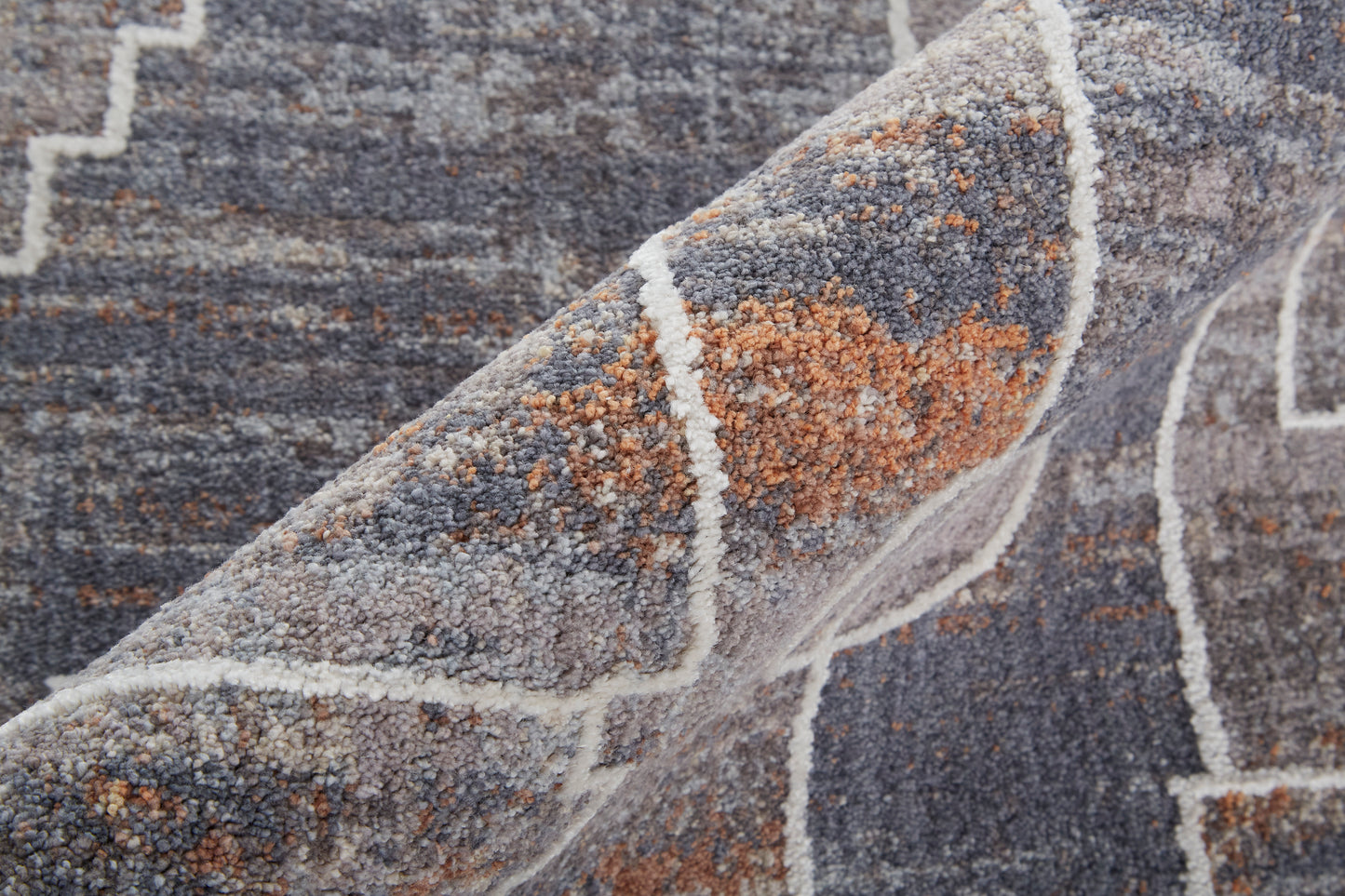 Francisco Transitional/Southwestern/Moroccan Abstract/Geometric Blue/Gray/Orange - Feizy Rug