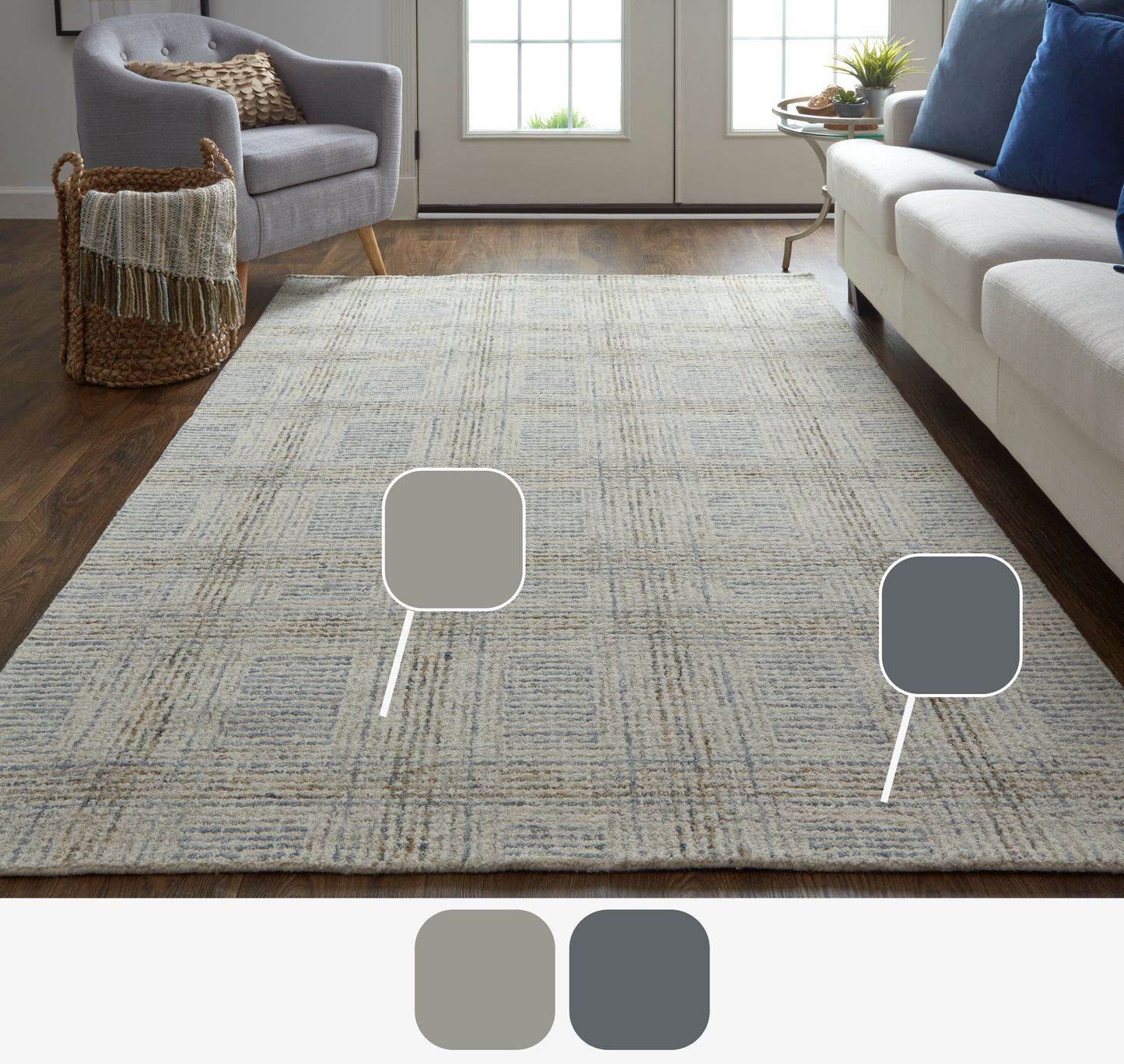 Belfort Transitional/Casual/Industrial Ivory/Gray/Tan Area Rug