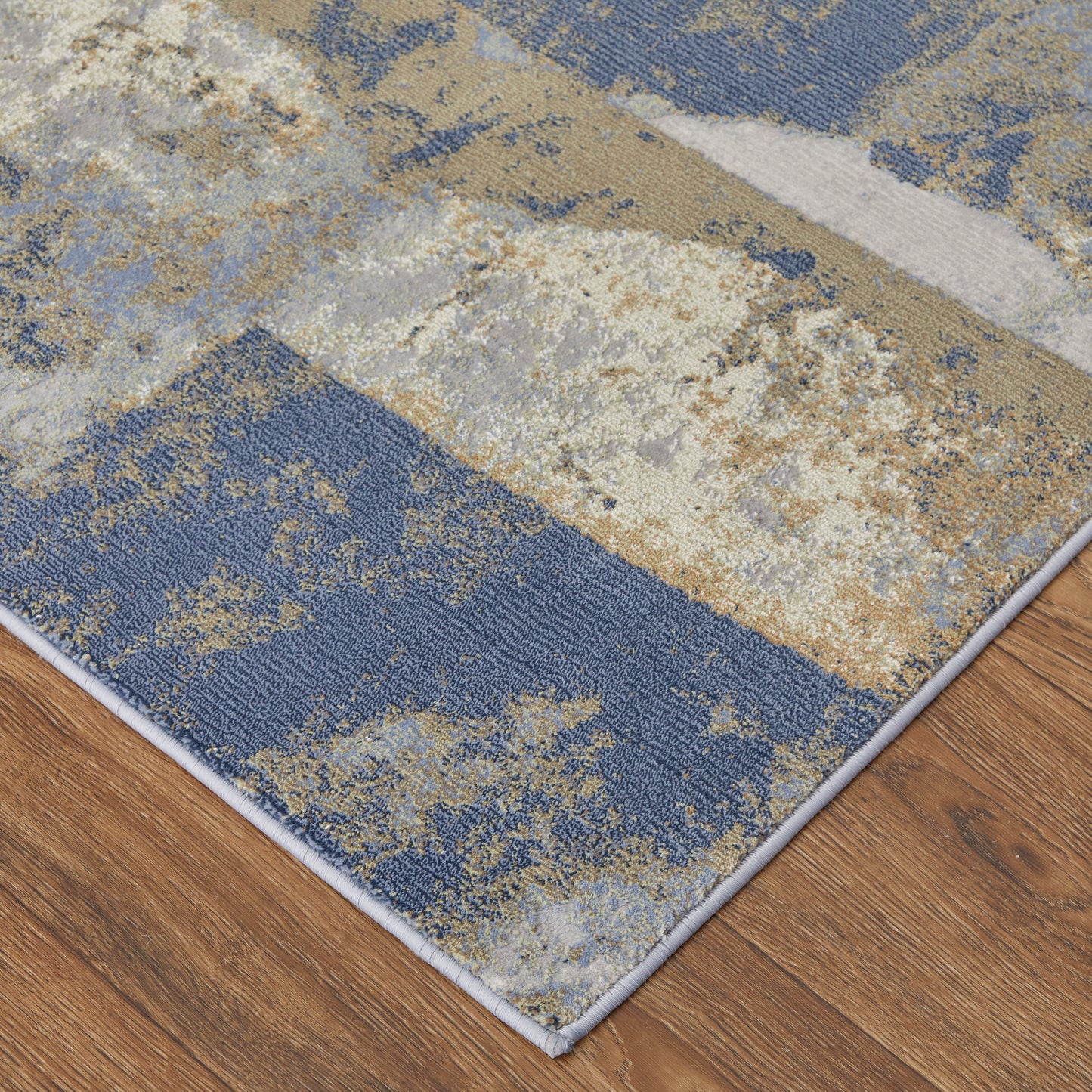 Clio Modern/Casual/Luxury & Glam Abstract/Distressed Blue/Gray/Tan - Feizy Rug